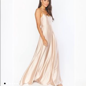 NWT Show Me Your MuMu Champagne Satin Luxe Faith Maxi Dress